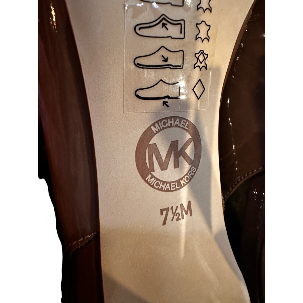 Michael Kors Womens Tan Patent Leather Slingback Heels Shoes Size 7.5M - Picture 8 of 8